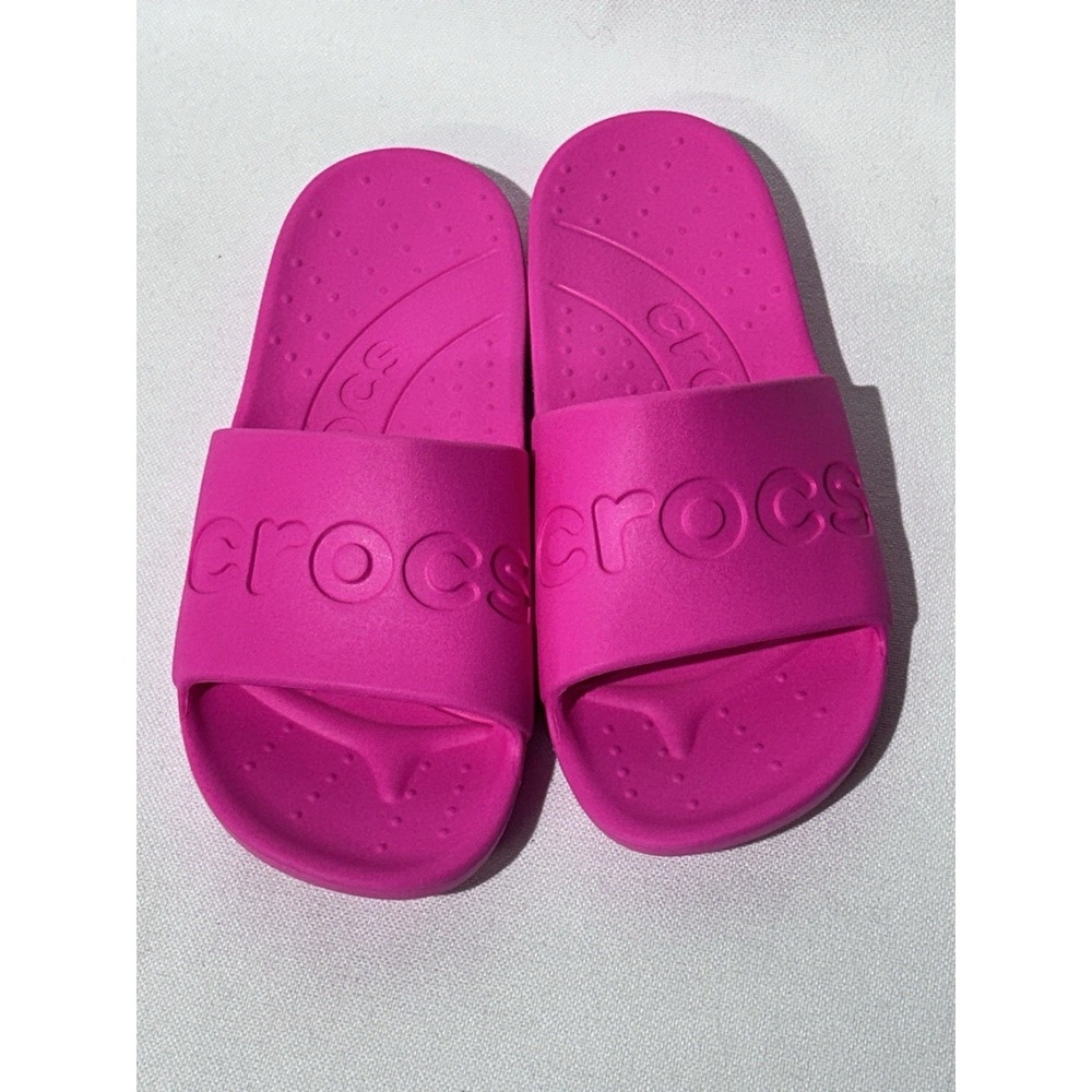 Crocs Slides Neon Pink Slip On Sandals Women's Size 4 Mens Size 2 Pink Crush